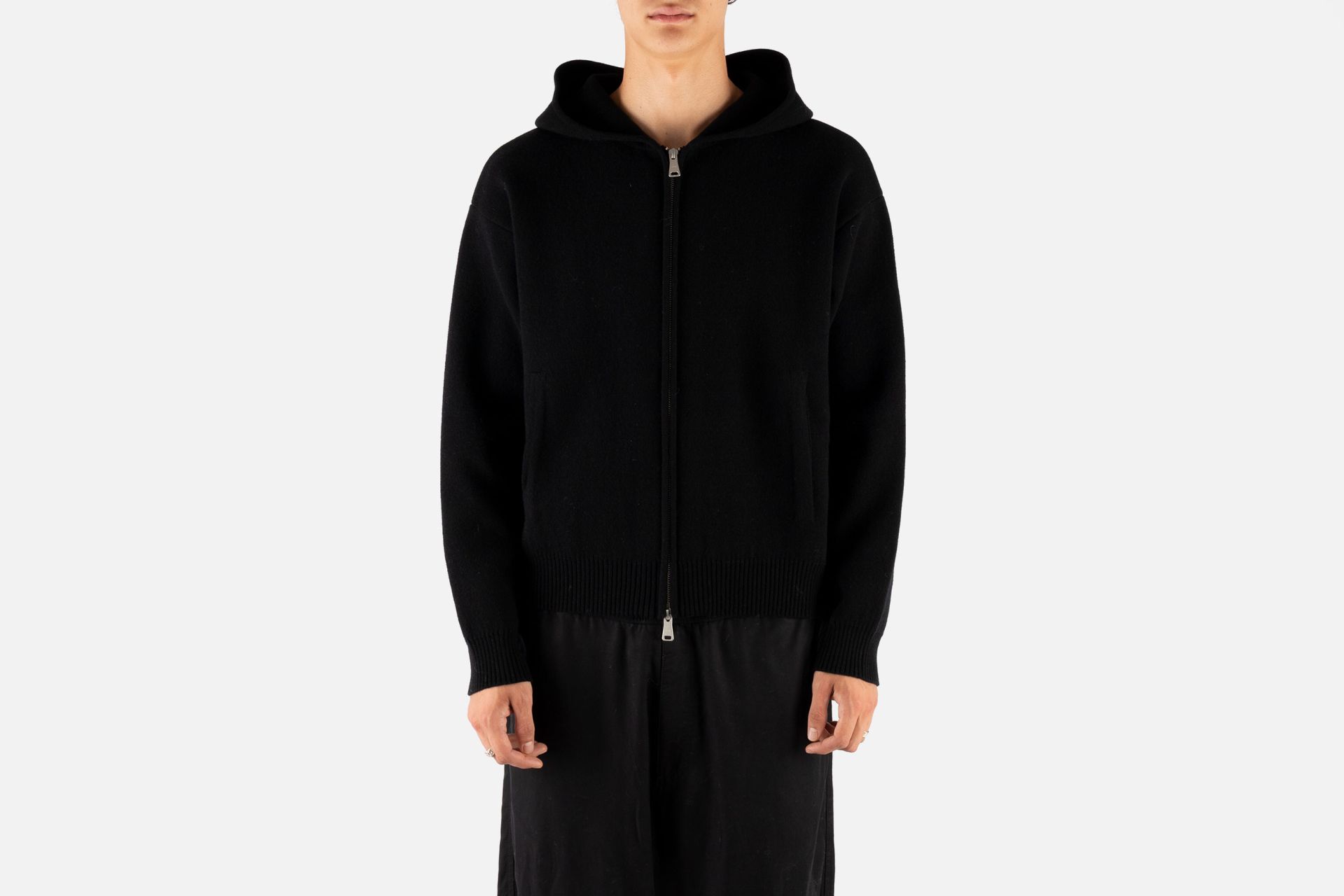 Double Face Wool And Blend Hoodie Zip Up